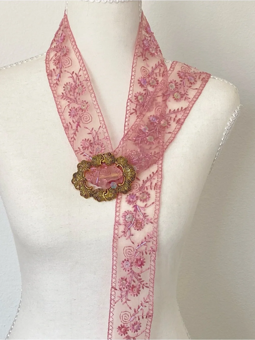 N/A pink embroidered